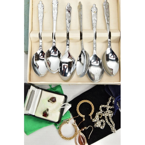 120 - A BOX OF ASSORTED ITEMS, to include a box watch with two ladies fashion wristwatches, a boxed set of... 