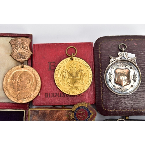 93 - AN ASSORTMENT OF MEDALLIONS AND COINS, to include a silver medallion, signed 'Lozells.s.c snooker ha... 