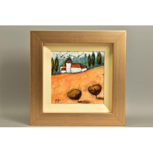 402 - RICHARD PARGETER (BRITISH 1976) A MODERN CONTINENTAL LANDSCAPE, signed bottom left, oil on board, ap... 