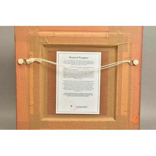 402 - RICHARD PARGETER (BRITISH 1976) A MODERN CONTINENTAL LANDSCAPE, signed bottom left, oil on board, ap... 