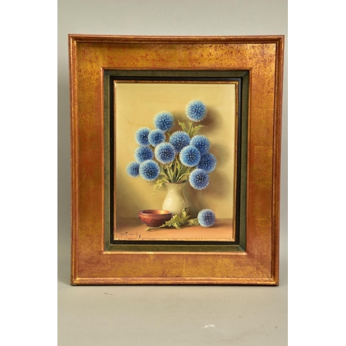 419 - ROBERT CHAILLOUX (FRENCH 1913-2006) 'LES CHARDONS BLEUS / THE BLUE THISTLES', a still life study of ... 