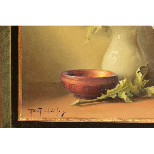 419 - ROBERT CHAILLOUX (FRENCH 1913-2006) 'LES CHARDONS BLEUS / THE BLUE THISTLES', a still life study of ... 