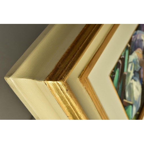 420 - SHERREE VALENTINE DAINES (BRITISH 1959) 'REGATTA AFTERNOON', figures sitting in deckchairs beside th... 