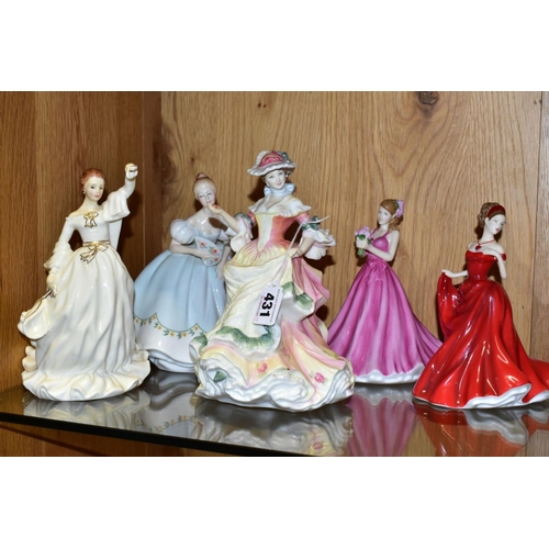 431 - FIVE ROYAL DOULTON LADY FIGURES, comprising 'Flowers of Love' HN3709, 'Pretty Ladies -For My Love' H... 