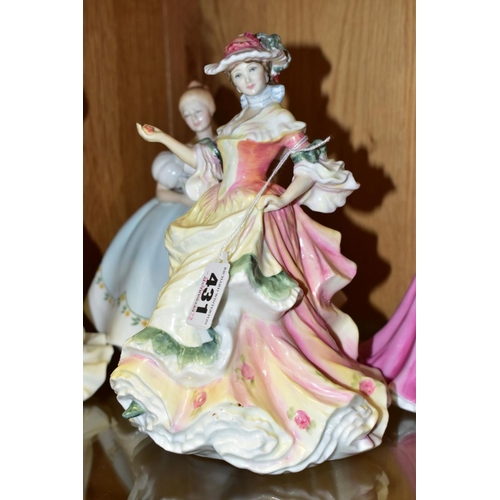 431 - FIVE ROYAL DOULTON LADY FIGURES, comprising 'Flowers of Love' HN3709, 'Pretty Ladies -For My Love' H... 