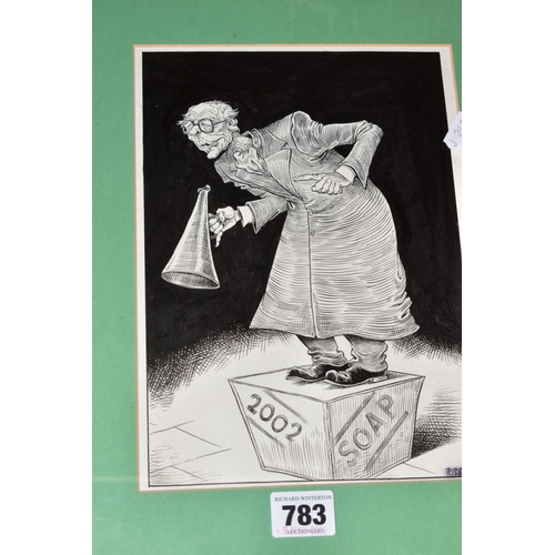 CHRIS RIDDELL (SOUTH AFRICA 1962) TWO PEN AND INK CARTOONS FEATURING ...