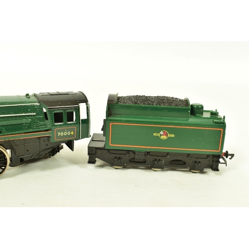 80 - FIVE BOXED HORNBY RAILWAYS OO GAUGE B.R. LOCOMOTIVES, three Britannia class 2 x 'Britannia' No.70000... 