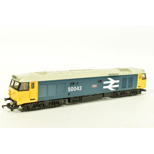 89 - FOUR BOXED LIMA OO GAUGE LOCOMOTIVES, 2 x class 50 'Eagle' No.50 043 both in B.R. large logo blue li... 