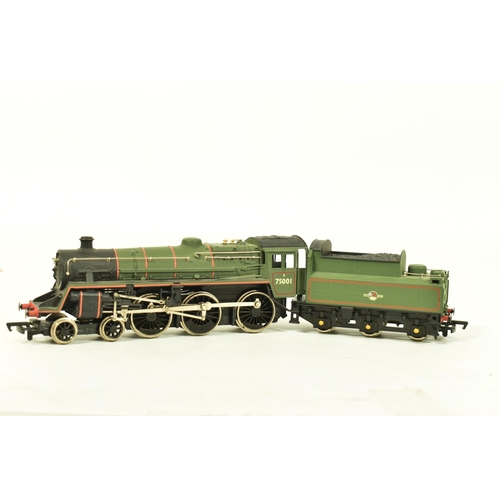 96 - FIVE BOXED MAINLINE OO GAUGE STANDARD CLASS 4 LOCOMOTIVES, 2 x No.75001, B.R. lined green livery (37... 