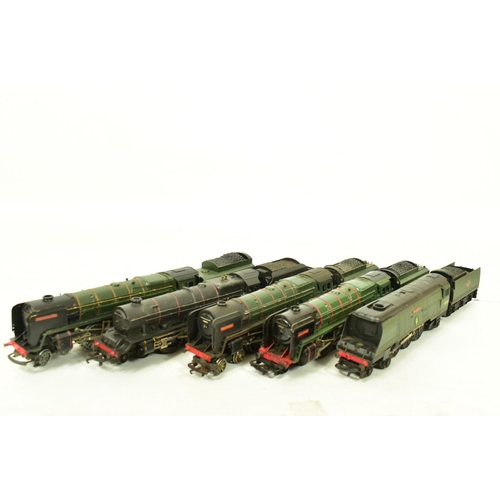 109 - FIVE BOXED TRI-ANG OO GAUGE LOCOMOTIVES, renumbered and renamed Battle of Britain class '602 Squadro... 