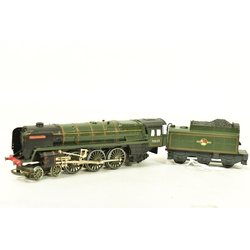 109 - FIVE BOXED TRI-ANG OO GAUGE LOCOMOTIVES, renumbered and renamed Battle of Britain class '602 Squadro... 