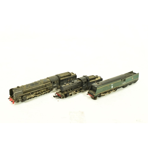 118 - THREE UNBOXED N GAUGE LOCOMOTIVES, Minitrix class 9F No.92018 (N207/12058), class 2MT No.46400 (N202... 