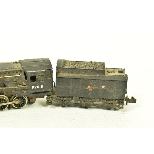 118 - THREE UNBOXED N GAUGE LOCOMOTIVES, Minitrix class 9F No.92018 (N207/12058), class 2MT No.46400 (N202... 