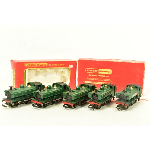 144 - FIVE BOXED HORNBY OO GAUGE G.W.R. CLASS 57XX PANNIER TANK LOCOMOTIVES, all No.8751 or unnumbered gre... 