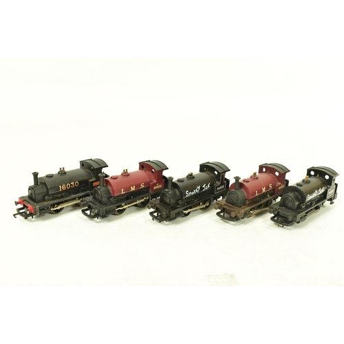 154 - FIVE BOXED HORNBY OO GAUGE CLASS 0F PUG SADDLE TANK LOCOMOTIVES, No.16030, L.M.S. black livery (R337... 