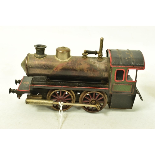 186 - A BING GAUGE 1 LIVE STEAM LOCOMOTIVE AND TENDER, not tested, 0-4-0 locomotive with non-coupled wheel... 