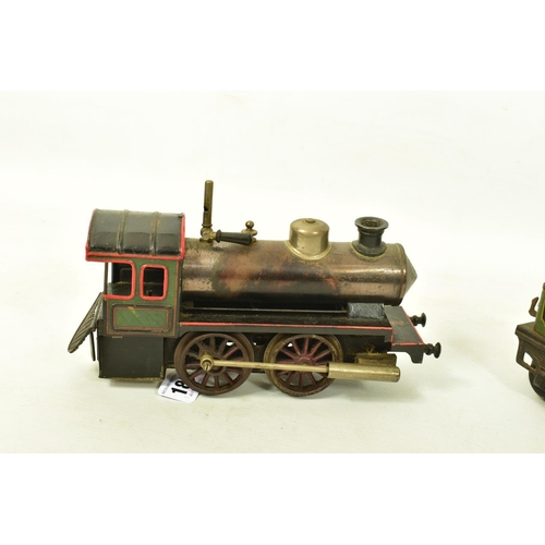 186 - A BING GAUGE 1 LIVE STEAM LOCOMOTIVE AND TENDER, not tested, 0-4-0 locomotive with non-coupled wheel... 