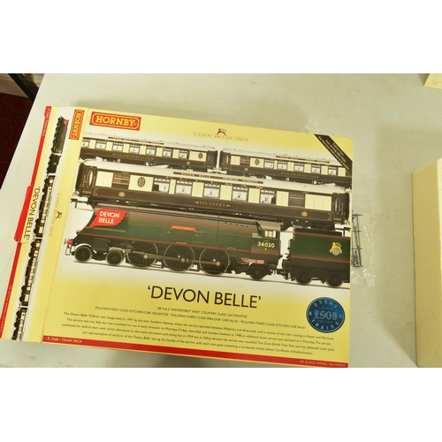 190 - A BOXED HORNBY RAILWAYS OO GAUGE DEVON BELLE LIMITED EDITION GREAT BRITISH TRAIN PACK, No.R2568, com... 