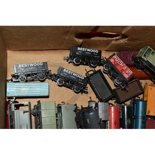 216 - A QUANTITY OF UNBOXED AND ASSORTED OO & HO GAUGE ROLLING STOCK, assorted items to include, Hornby Du... 