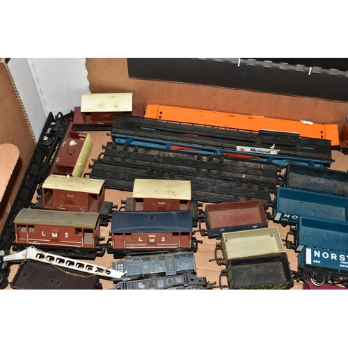 216 - A QUANTITY OF UNBOXED AND ASSORTED OO & HO GAUGE ROLLING STOCK, assorted items to include, Hornby Du... 