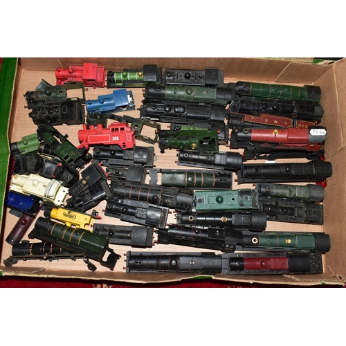 217 - A OO GAUGE LOCOMOTIVE AND TENDER BODY SCRAP YARD, assorted bodyshells to include Hornby Dublo, Bec a... 