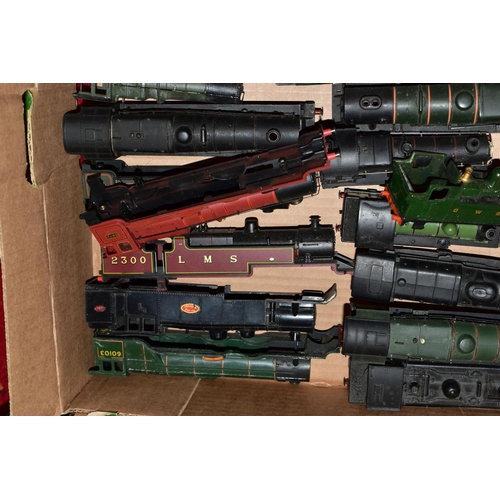 217 - A OO GAUGE LOCOMOTIVE AND TENDER BODY SCRAP YARD, assorted bodyshells to include Hornby Dublo, Bec a... 