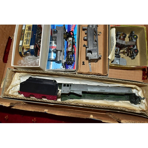 217 - A OO GAUGE LOCOMOTIVE AND TENDER BODY SCRAP YARD, assorted bodyshells to include Hornby Dublo, Bec a... 