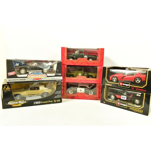 237 - SEVEN BOXED ASSORTED MODERN DIECAST AMERICAN CAR MODELS, all 1:18 scale, Ertl Collectibles American ... 