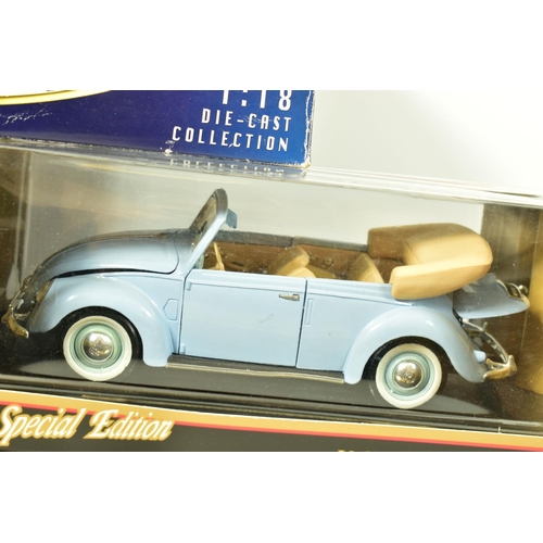 238 - FIVE BOXED ASSORTED MODERN DIECAST EUROPEAN CAR MODELS, all 1:18 scale, Bburago 1957 Mercedes Benz 3... 