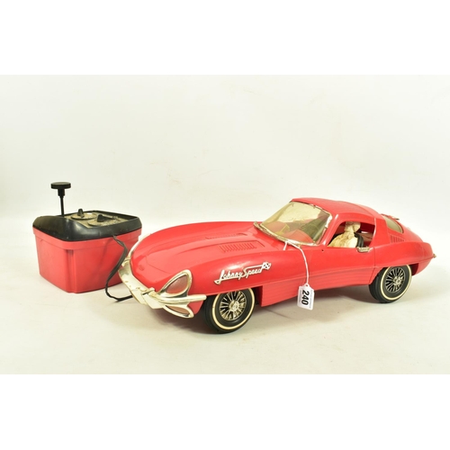 240 - AN UNBOXED TOPPER TOYS JOHNNY SPEED GIANT SIZE RACING CAR, 1960's plastic battery operated Jaguar E ... 