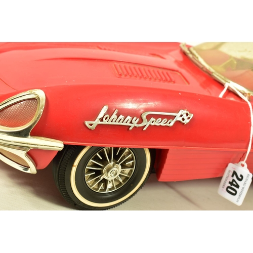 240 - AN UNBOXED TOPPER TOYS JOHNNY SPEED GIANT SIZE RACING CAR, 1960's plastic battery operated Jaguar E ... 