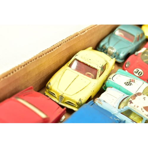 243 - A QUANTITY OF UNBOXED AND ASSORTED PLAYWORN DIECAST CARS, majority date from the 1960's and 1970's, ... 