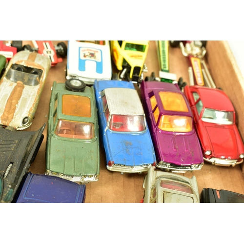 243 - A QUANTITY OF UNBOXED AND ASSORTED PLAYWORN DIECAST CARS, majority date from the 1960's and 1970's, ... 