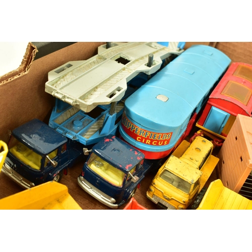 244 - A QUANTITY OF UNBOXED AND ASSORTED PLAYWORN DIECAST VEHICLES, to include Spot-On Bedford CA 'Tonibel... 