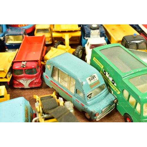 244 - A QUANTITY OF UNBOXED AND ASSORTED PLAYWORN DIECAST VEHICLES, to include Spot-On Bedford CA 'Tonibel... 