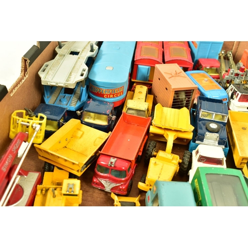 244 - A QUANTITY OF UNBOXED AND ASSORTED PLAYWORN DIECAST VEHICLES, to include Spot-On Bedford CA 'Tonibel... 