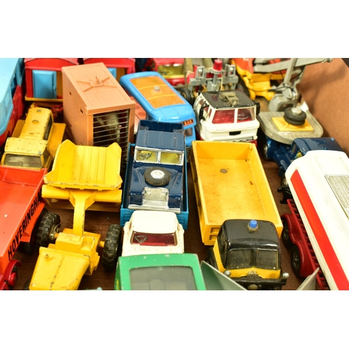 244 - A QUANTITY OF UNBOXED AND ASSORTED PLAYWORN DIECAST VEHICLES, to include Spot-On Bedford CA 'Tonibel... 