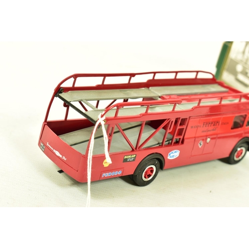 245 - A BOXED OLD CARS FIAT FERRARI RACING CAR TRANSPORTER, 1/43 scale model in red livery with 'Ferrari M... 