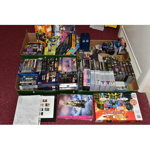 437 - A COLLECTION OF ASSORTED DOCTOR WHO MEMORABILIA, GAMES, VIDEOS AND DVD'S ETC., to include assorted j... 