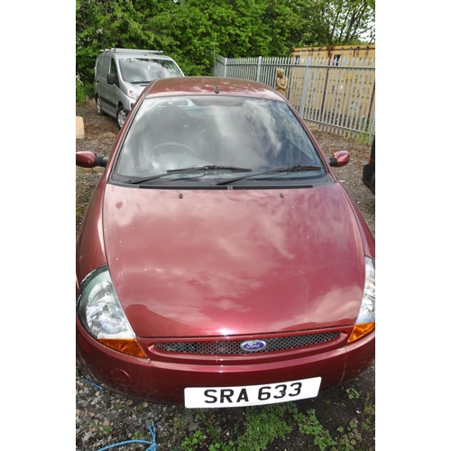 1202 - A 2001 FORD KA 1.3L THREE DOOR HATCHBACK CAR with Cherished Plate SRA 633, mileage shown 29,266 (unw... 