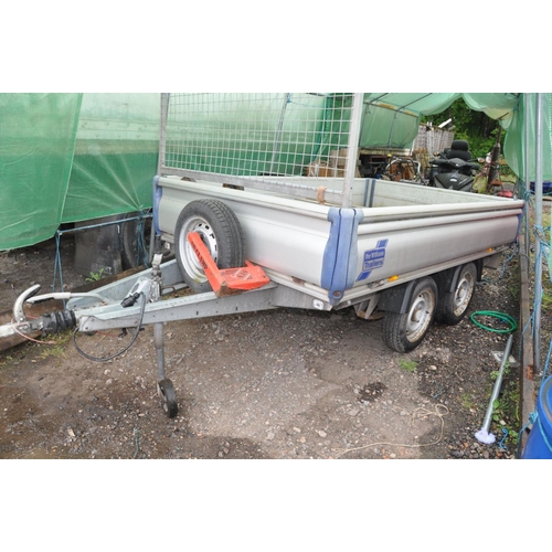 1205 - AN IFOR WILLIAMS KF20 Trailer with mesh head board, lift off sides, twin axle 2 tonne max gross weig... 