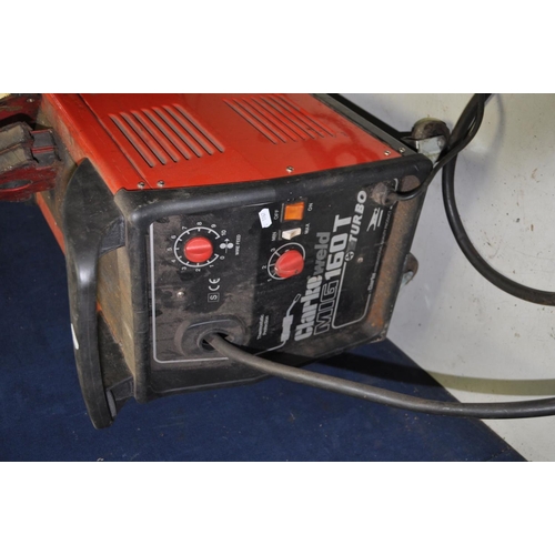 1278 - A CLARKE WELD MIG160T MIG WELDING PLANT with gas regulator, an auto welding mask and various magneti... 