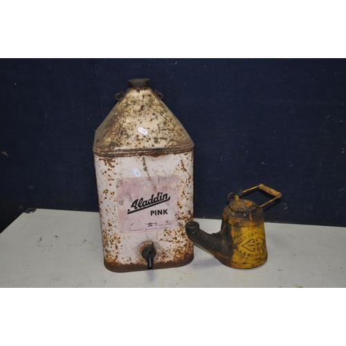 1279 - A WELLS UNBREAKABLE PARAFIN TORCH and a vintage Aladdin paraffin can (2)