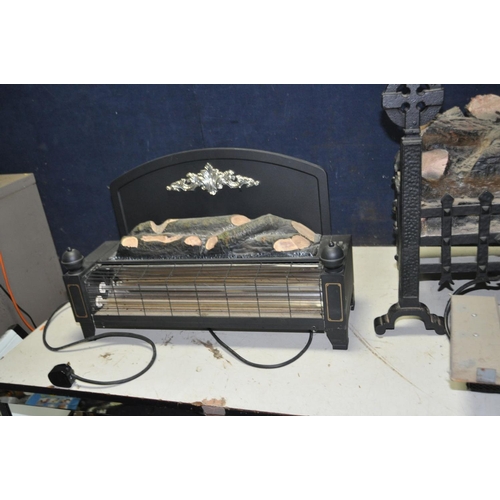 1301 - TWO VINTAGE FIRE EFFECT HEATERS both untested and grate style heater has heater detached