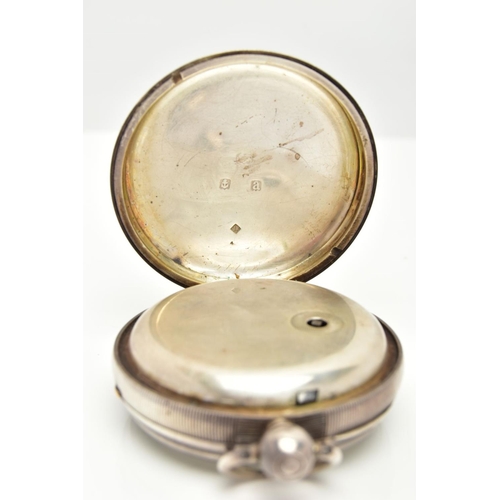 102 - A SILVER 'FATTORINI & SONS' OPEN FACE POCKET WATCH, round white ceramic dial signed 'Fattorini & Son... 