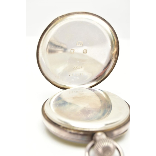 103 - A SILVER 'J.W.BENSON' OPEN FACE POCKET WATCH, round white ceramic dial signed 'J.W.Benson, London', ... 