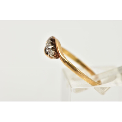 126 - A YELLOW METAL FIVE STONE DIAMOND RING, designed with a row of graduating single cut diamonds, withi... 