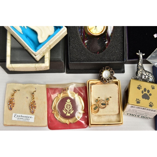 154 - A BOX OF ASSORTED JEWELLERY, to include a matching set comprising of a silver bangle, pair of white ... 