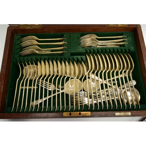 193 - A CANTEEN OF CUTLERY AND A TEA SERVICE SET, a complete 'Walker & Hall' canteen of cutlery, a four pi... 