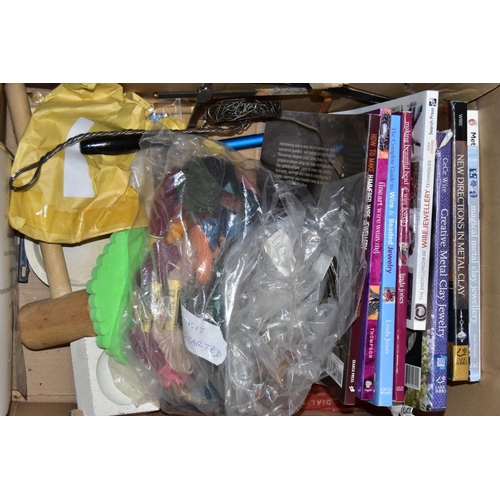 202 - FOUR BOXES OF ASSORTED JEWELLERY MAKING EQUIPTMENT, large quantity of items to include various boxes... 